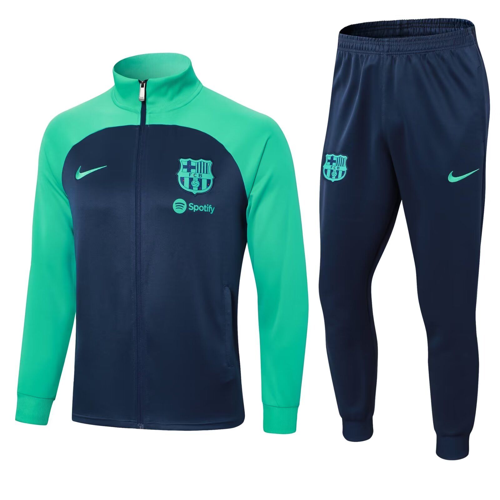 AAA Quality Barcelona 24/25 Tracksuit - Green/Navy Blue